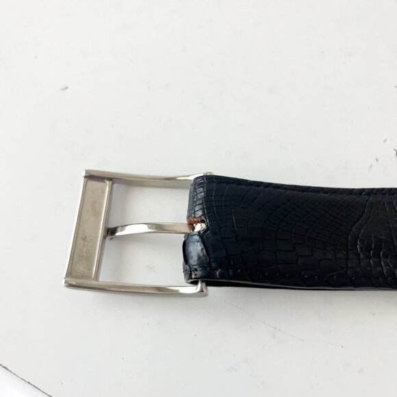 Rod Patrick Boots Mens Western Belt 1.5" Straight End Sz 44 Black Caiman Leather - Picture 5 of 10